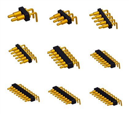 Spingbelastet høyrevinklet Pogo Pin-kontakt